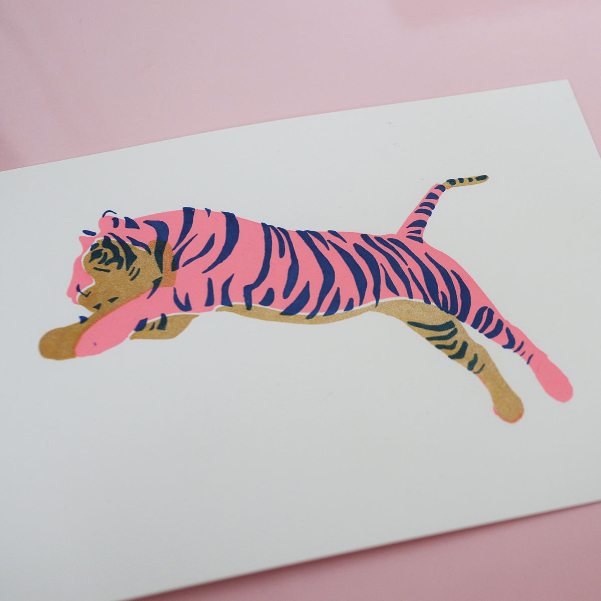 SILKSCREEN PRINT JUMPING TIGER GOLD