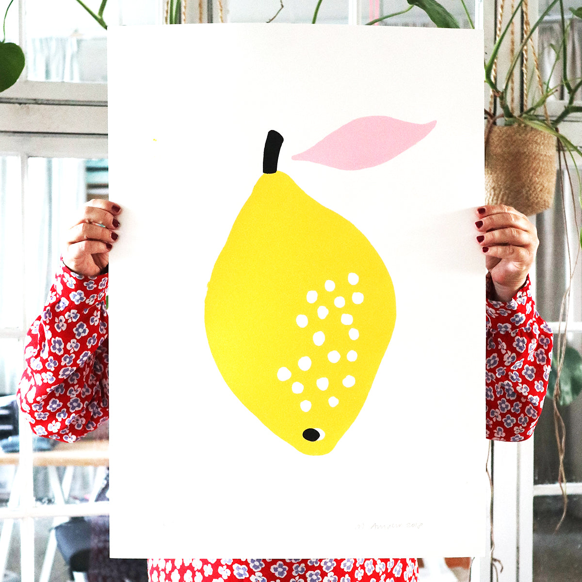 SILKSCREEN LEMON WITH PINK