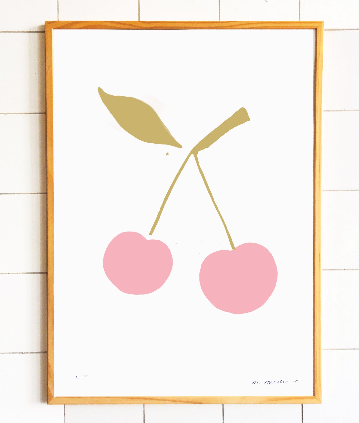 SILKSCREEN PRINT PINK/GOLD CHERRY