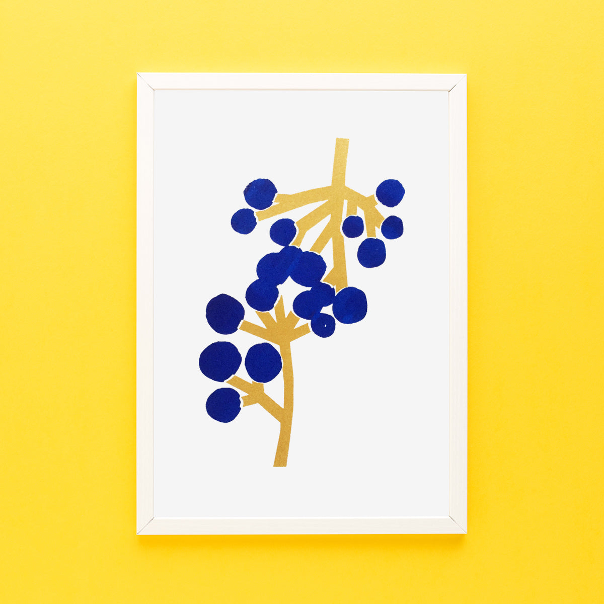 SILKSCREEN PRINT BERRIES GOLD/BLUE