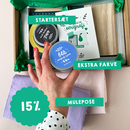 MESSETILBUD: Startersæt inkl blå mulepose + 100 ml lyserød farve