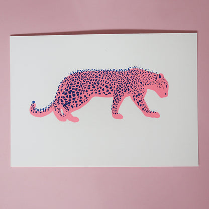 SILKSCREEN PRINT LEOPARD BLUE/PINK
