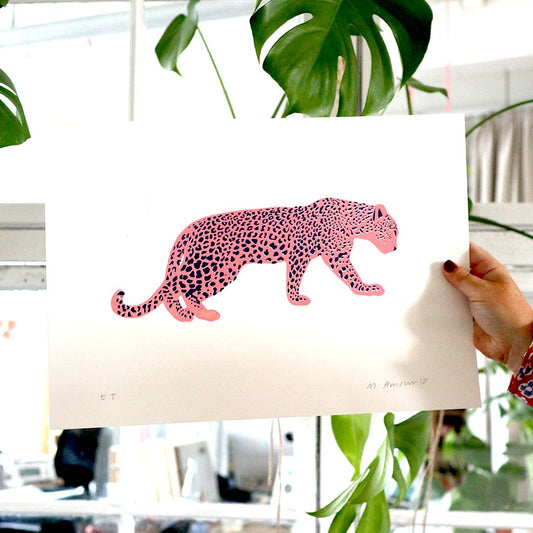 SILKSCREEN PRINT LEOPARD PINK/BLUE