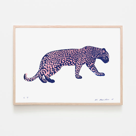 SILKSCREEN PRINT LEOPARD BLUE/PINK