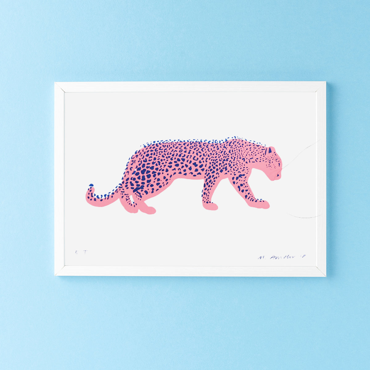 SILKSCREEN PRINT LEOPARD BLUE/PINK